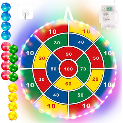 Jeu de fléchettes pour enfants - 29 pouces, jeux de société avec 16 balles, été intérieur extérieur