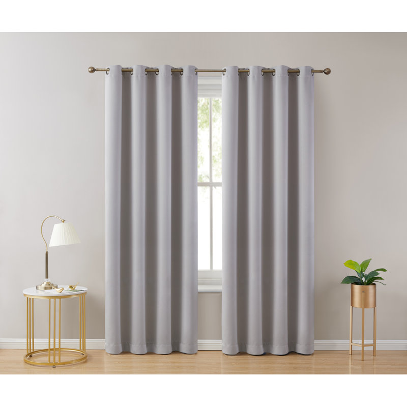 Solid Max 100% Blackout Thermal Grommet Curtain Panels, 52" W x 72" L, Light Gray
