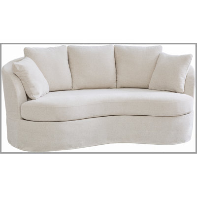 73.82" Wide Curved Sofa, Modern Luxury Plush Chenille Extra-Deep Seat, 4 Removable Cushions, Suitable For Small Spaces, Living Rooms, Bedrooms,Beige