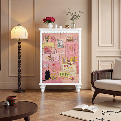 Armoire de rangement en bois massif rose