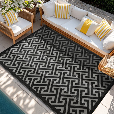 Tapis extérieur / intérieur beige / noir