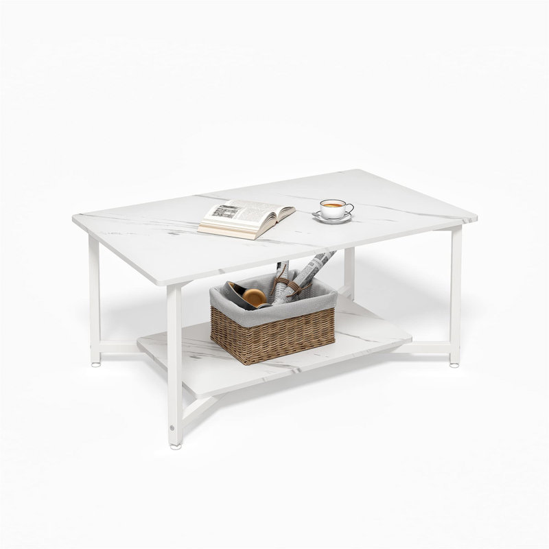 Latova Cross Legs Coffee Table with Storage, White