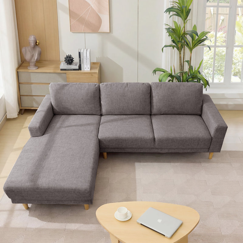2-Piece 90" Upholstered L-Shaped Chenille Corner Sofa , Grey