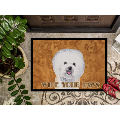 Tapis de porte d’intérieur anti-dérapant bichon bichon frisé
