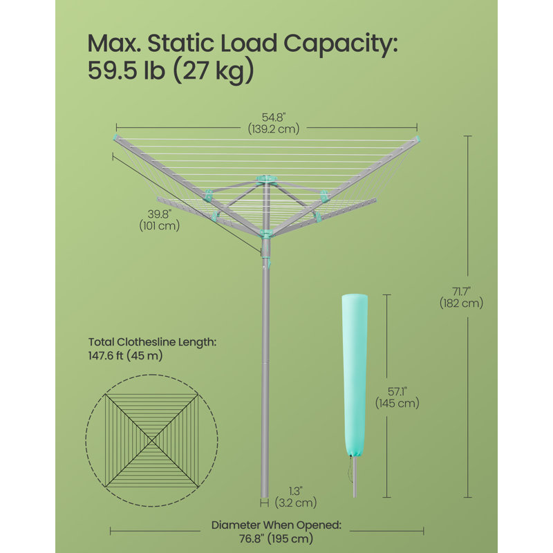 Metal Standard Drying Rack, 184cm H x 195cm W x 195cm D