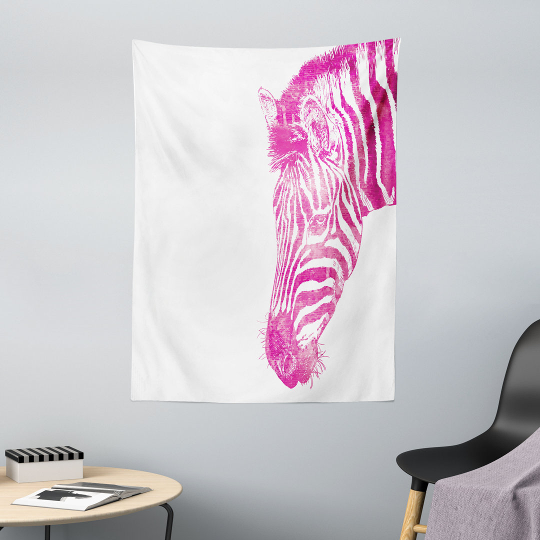 Wandteppich, Tierkopf Vibrant, rosa Zebra, Magenta Weiß