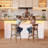 86.6" Large Kitchen Island With Storage And Trash Can Storage