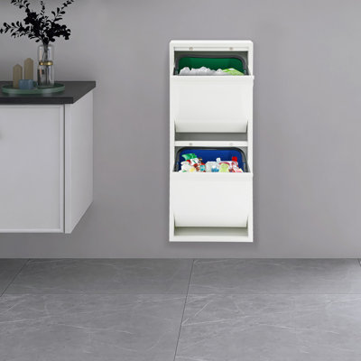 Tilt Out Trash Bin,Waste & Recycling Cabinet With 2 Buckets