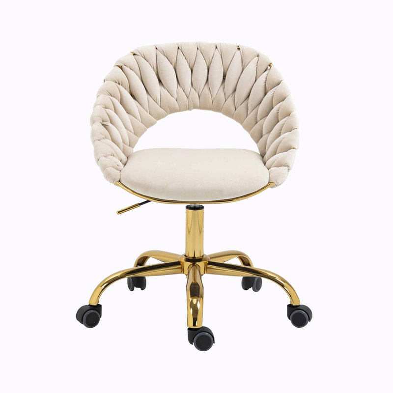 Quadry Velvet Task Chair, Ivory
