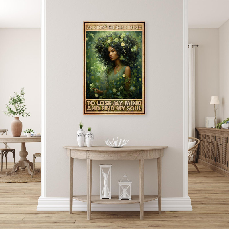 «Woman And Into The Garden» sur toile, H 14 po x l 11 po x P 1,25 po