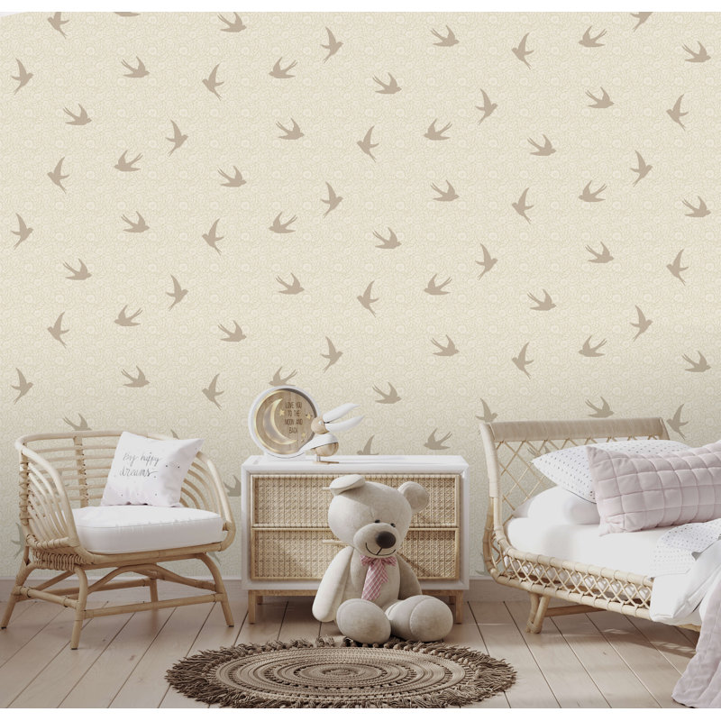 Papier peint Sparrow Silhouettes, Beige