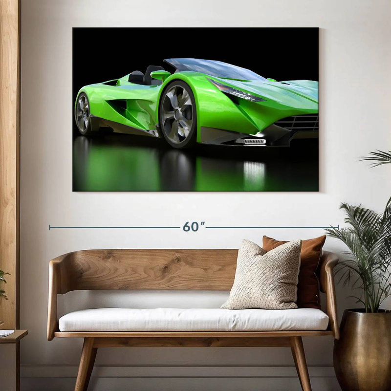 Voiture de sport verte Mehar, H 34 po x l 51 po