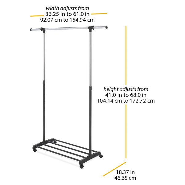 Rebrilliant Metal Adjustable Rolling Clothes Rack & Reviews | Wayfair