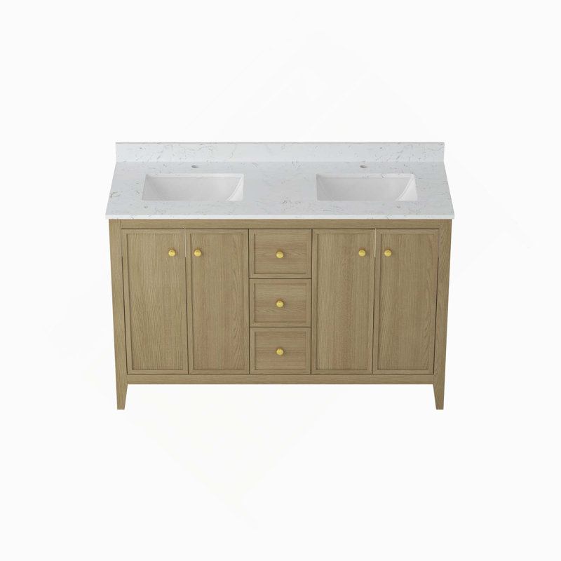 Meuble-lavabo de salle de bain autoportant avec lavabo double, 54"