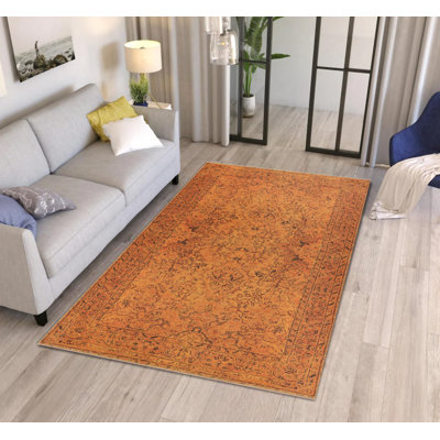 Tapis décoratif orange à motif oriental rétro