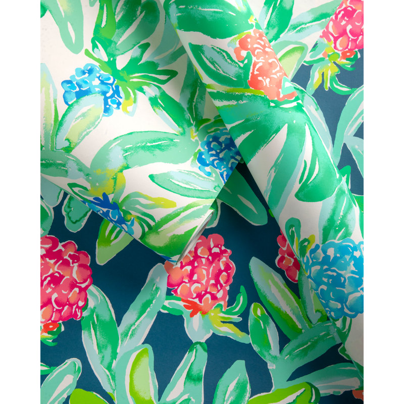 Lilly Pulitzer Island Exotic Wallpaper, Green/Blue