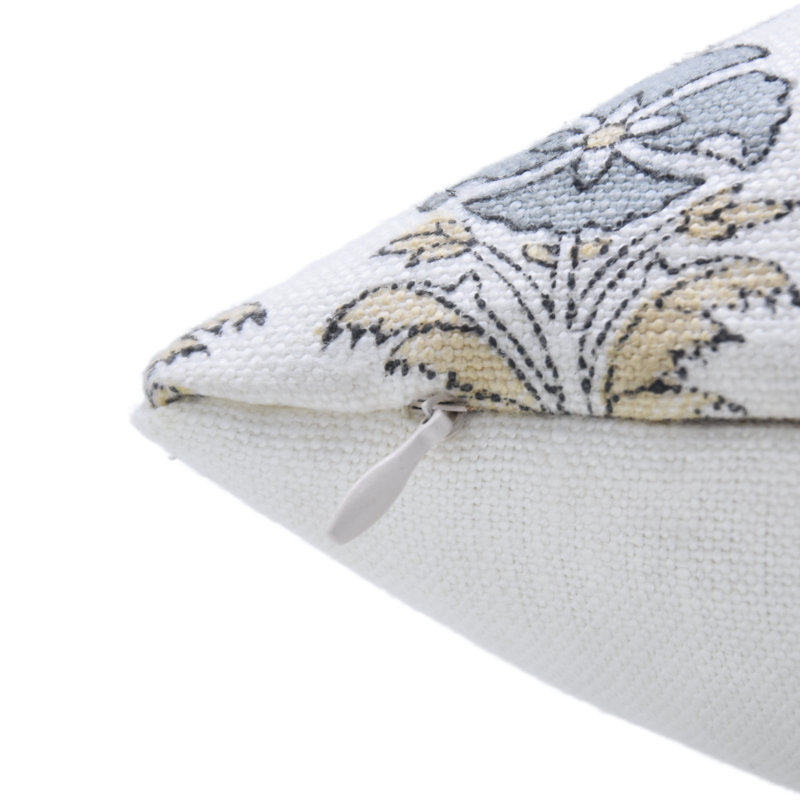 Housse de coussin d'intérieur / extérieur Floral Linen, Carré, Blanc floral 2, H 20 po x l 20 po