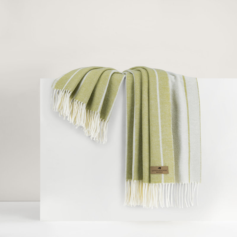 Crystal Blue Fiji Stripe Throw, Green Striped