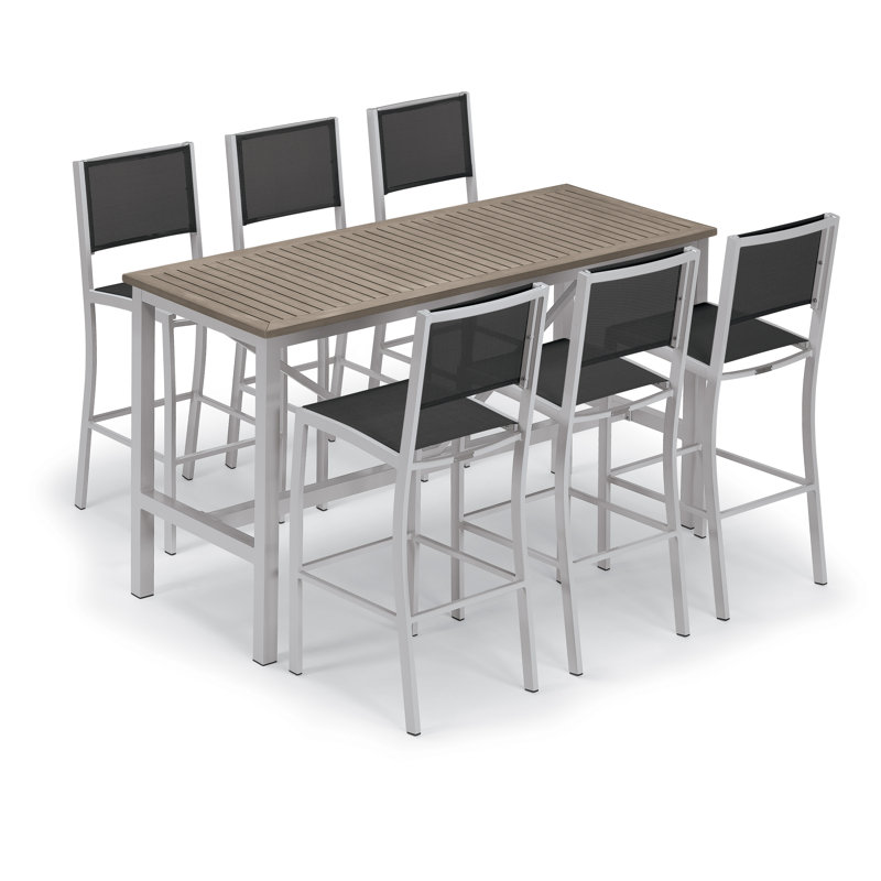 Travira Aluminum Bar Table, Teakwood Vintage