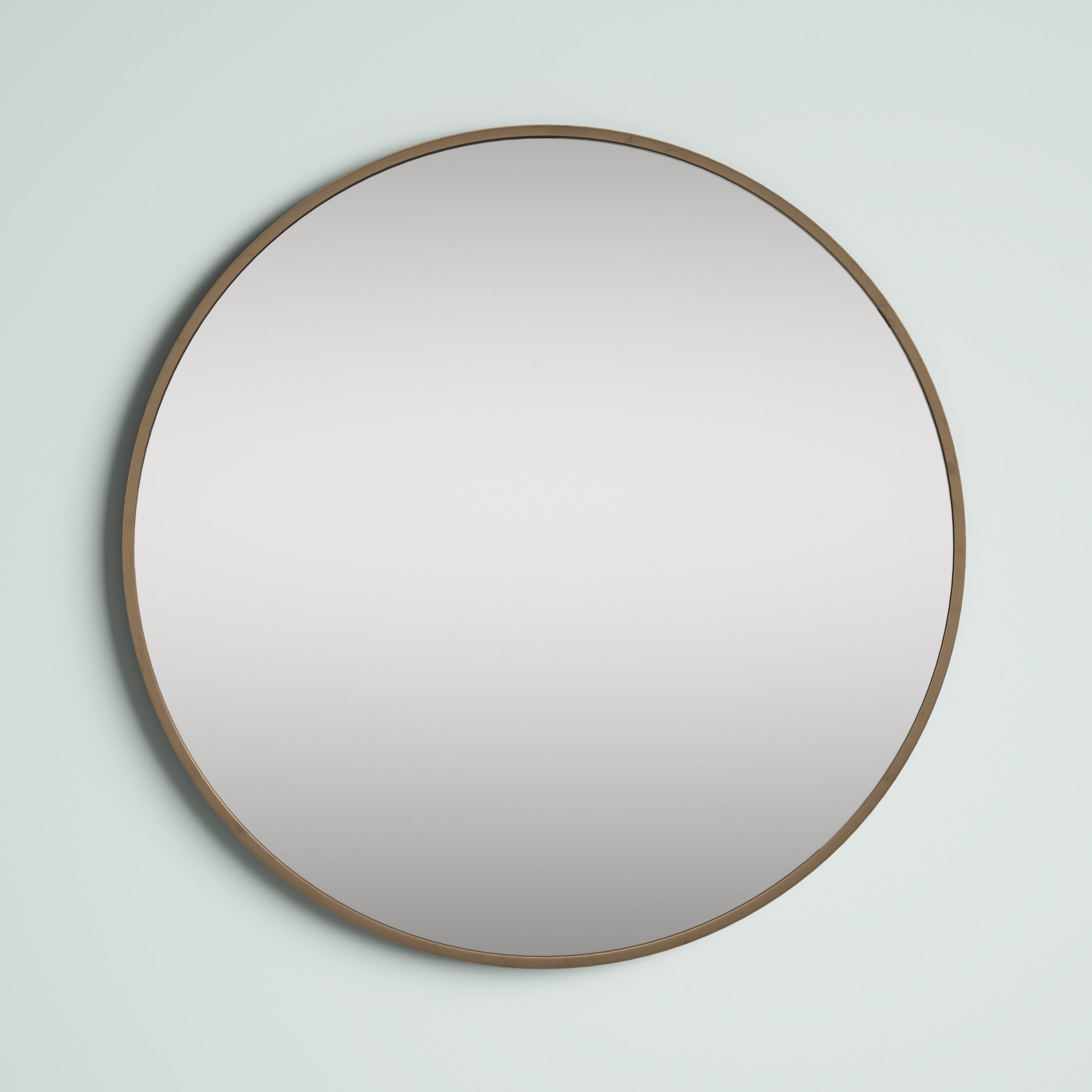 1960s Italian Minimalist Brass Floating Mirror with Round Arched