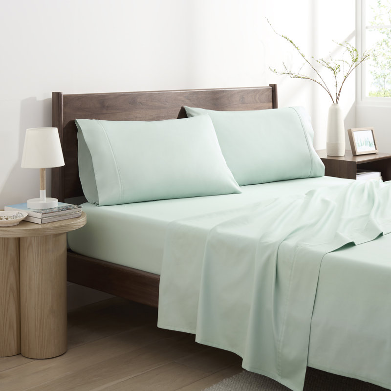 Martex Restore Solid - Soft, Breathable, Cotton Blend, Temperature Regulating, Twin Sheet Set with 1 Pillowcase, Sage