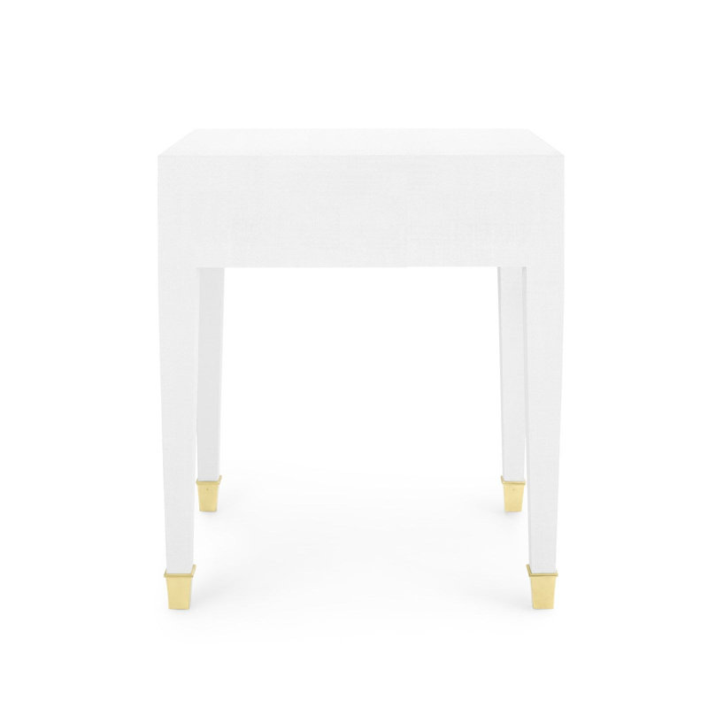 Claudette End Table, White, White