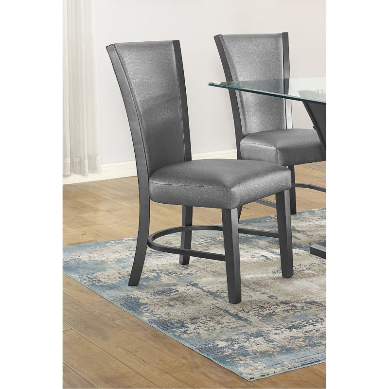 Meuble de salle à manger rembourré 2 pièces en tissu d'ameublement contemporain gris Glam, Gris