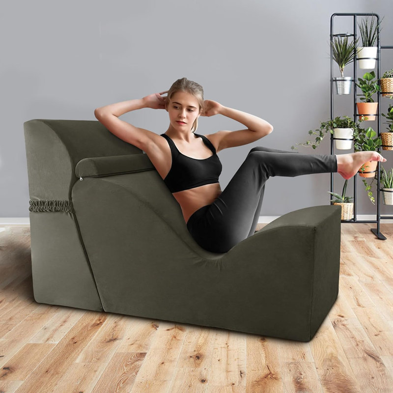 Lie-down Comfort Wowmax Curved Chaise Lounge For Yoga, For Exercise, Relaxation,stretching, Curved Yoga Chair, Yoga Couch, Chaise Lounge Chair For Bedroom/living Room, Velvet Indoor Yoga Furniture, Coffee