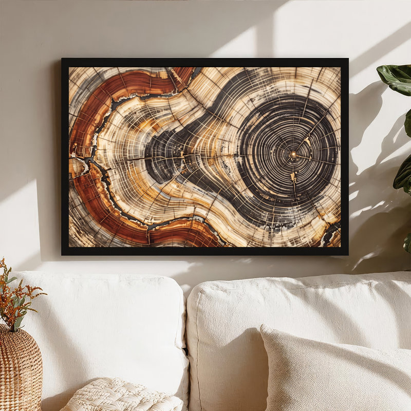 Art mural sur toile avec anneaux d'arbre, H 12 po x l 18 po