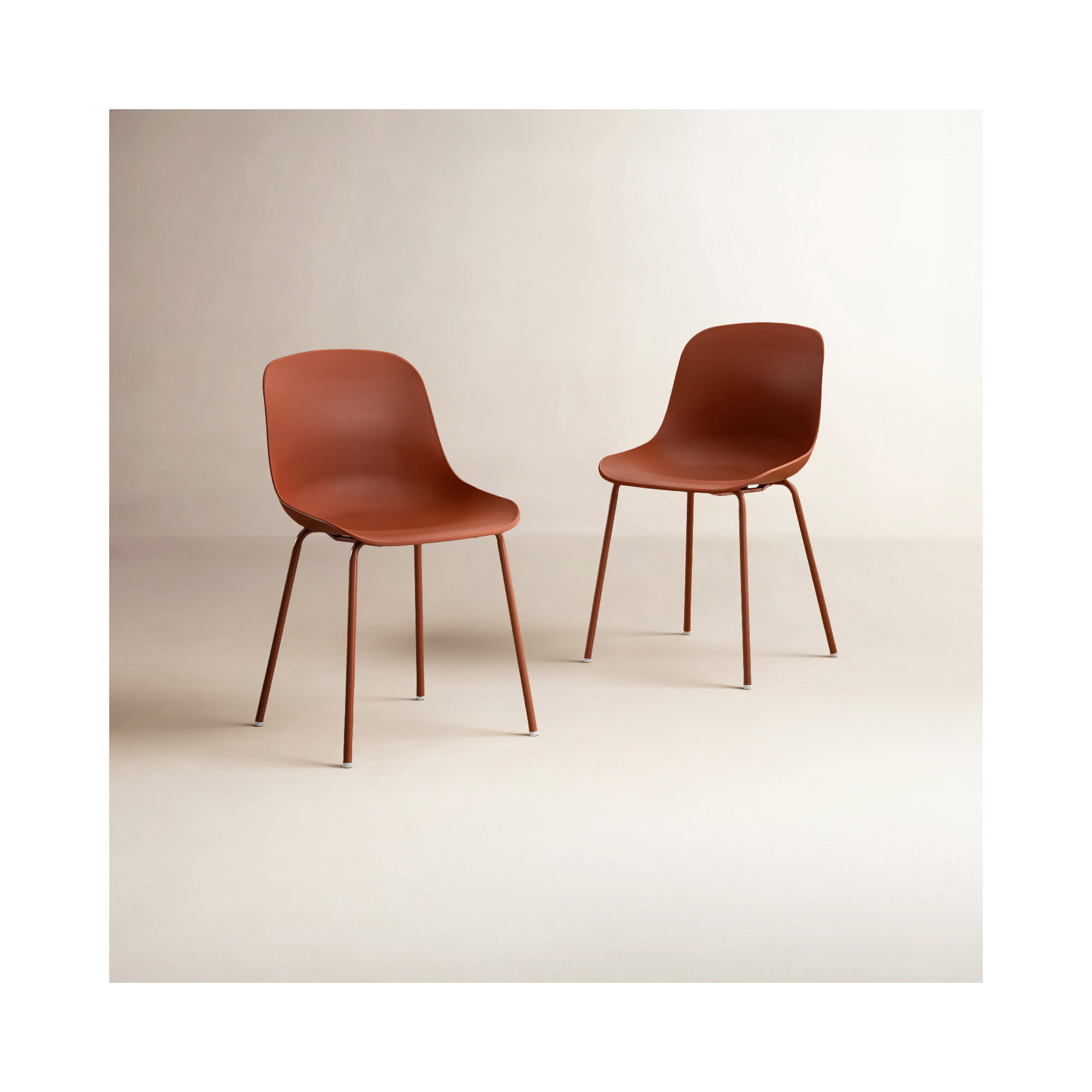 Meli Armless Dining Chairs, Brick-red