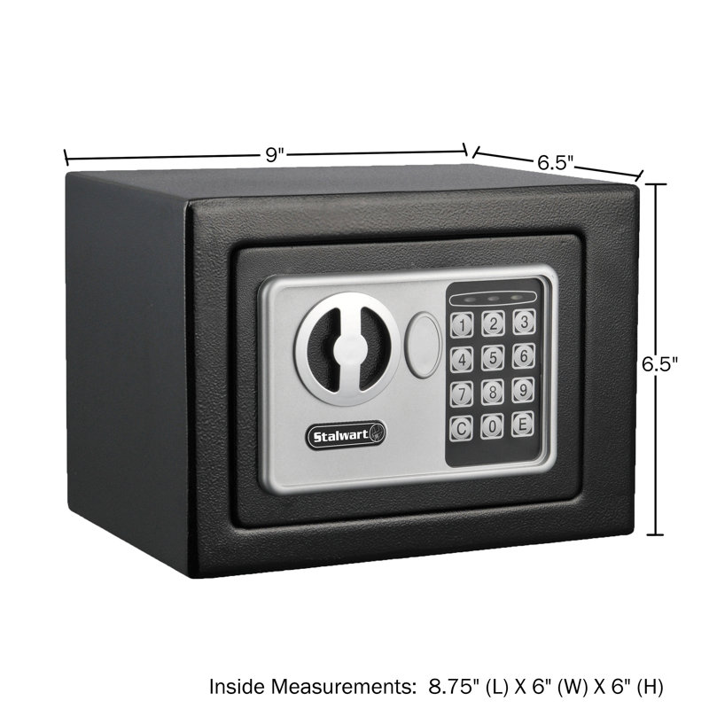 Stalwart Digital Security Safe Box for Valuables - Compact Steel Lock Box with Electronic Keypad