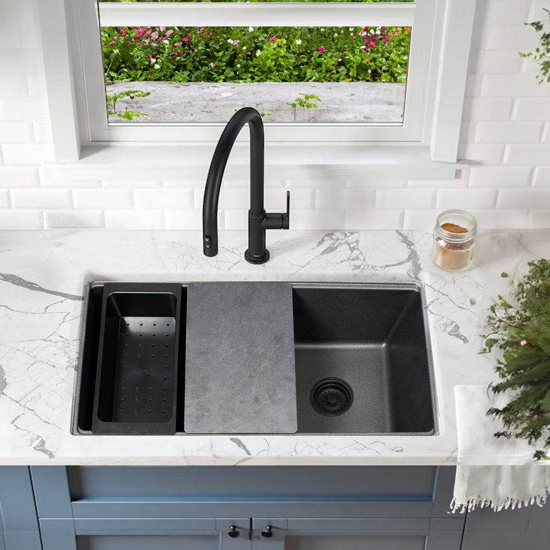 Nantucket Sinks 33 inch Dualmount Workstation Granite Composite Black