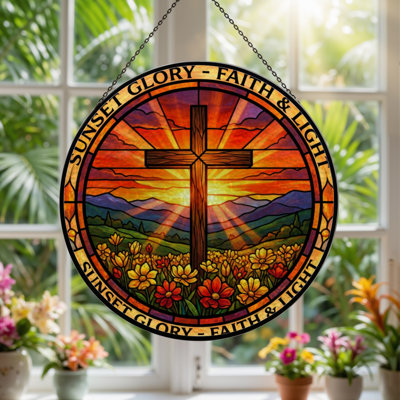 Panneau de vitrail 12 "H Sunset Glory