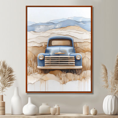 Camion bleu Frontier - Impression sur toile encadrée de style ferme