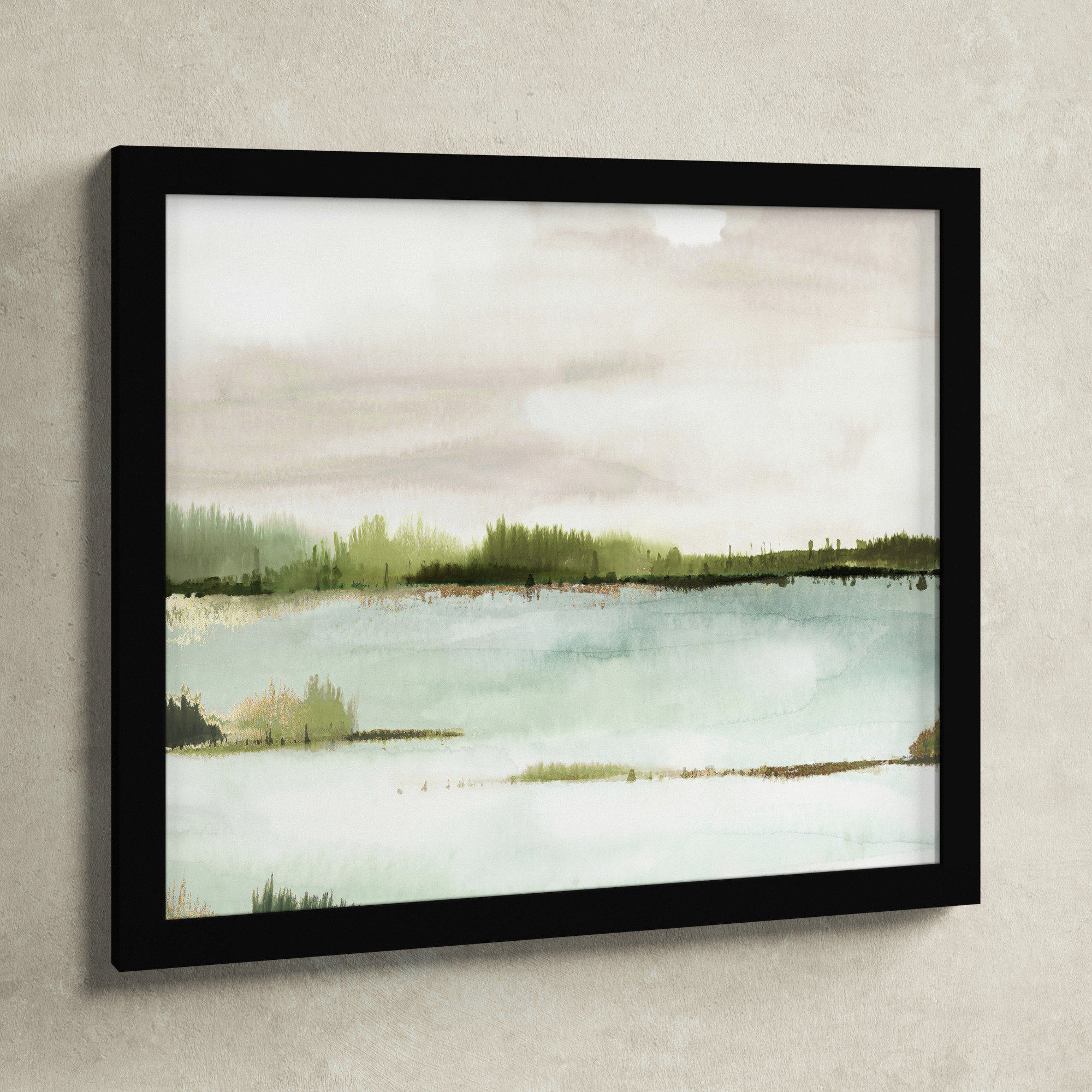 Silent Lake, Black Framed, 22.5" H x 26.5" W x 1.12" D