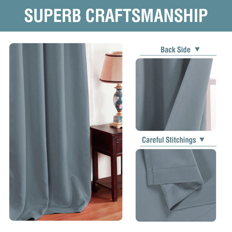 Room Darkening Curtains for Bedroom 42"/52" Wide Curtains Thermal Insulated 100”/120“/180” Wide Long Room Darkening  Curtains for Living Room Outdoor Privacy Energy Saving Curtains for Patio Door Grommet 1 Panel