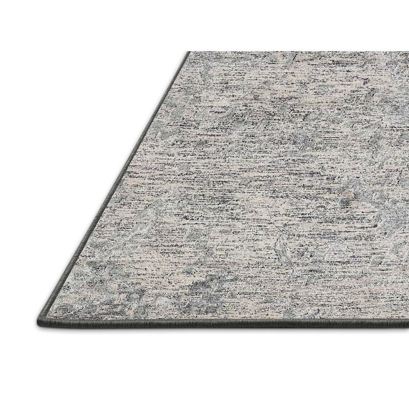 Tapis contemporain gris / argent, Rectangle 7 pi 0 po x 9 pi 0 po