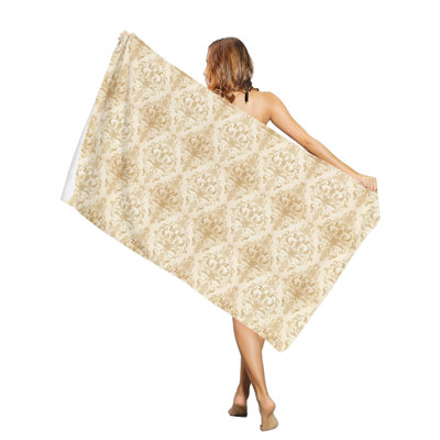 Serviettes de piscine rétro surdimensionnées à motif floral en damas rétro, grande serviette de bain à séchage rapide et sans sable, 50 x 60 po, et un sac en toile avec la même serviette de plage imprimée sera offert en cadeau