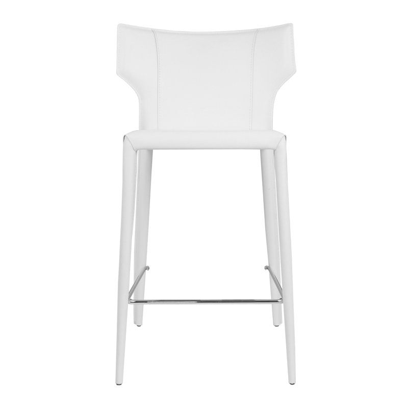 Katlyne Upholstered Counter Stool with Metal Frame, White