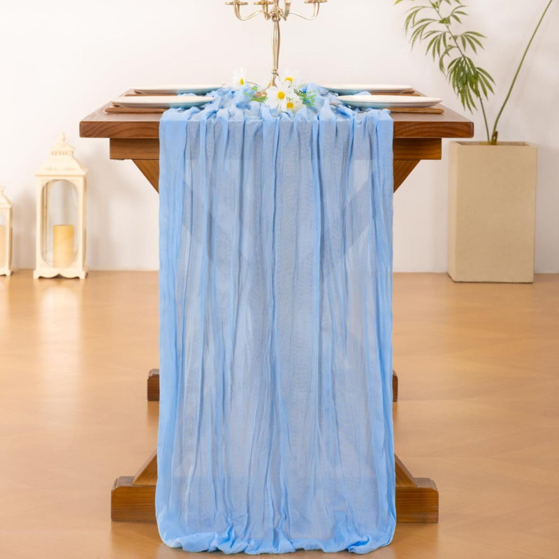 Chemin de table en étamine Cheesecloth, L 35 po x l 120 po, Bleu