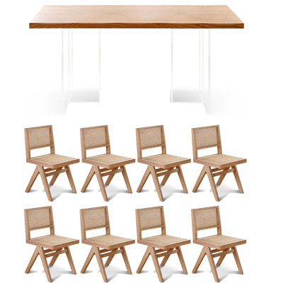 Modern solid wood acrylic dining table set