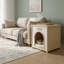 Maison solide pour petits chats, fonctionnant comme table d'appoint, jaune, design américain