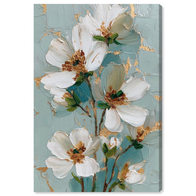 Impression sur toile « Floral Relief I » - Décoration murale florale par Art Remedy, cadre noir, 10 x 15