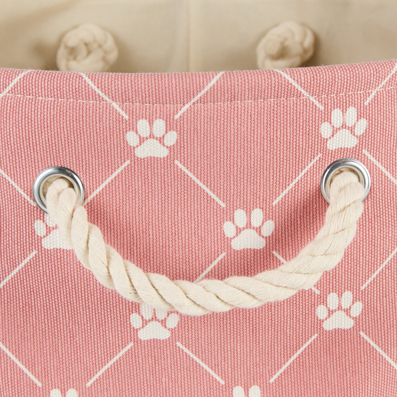 Gracie Oaks Fabric Decorative Bin, 9" H x 8" W x 14" D, Rose