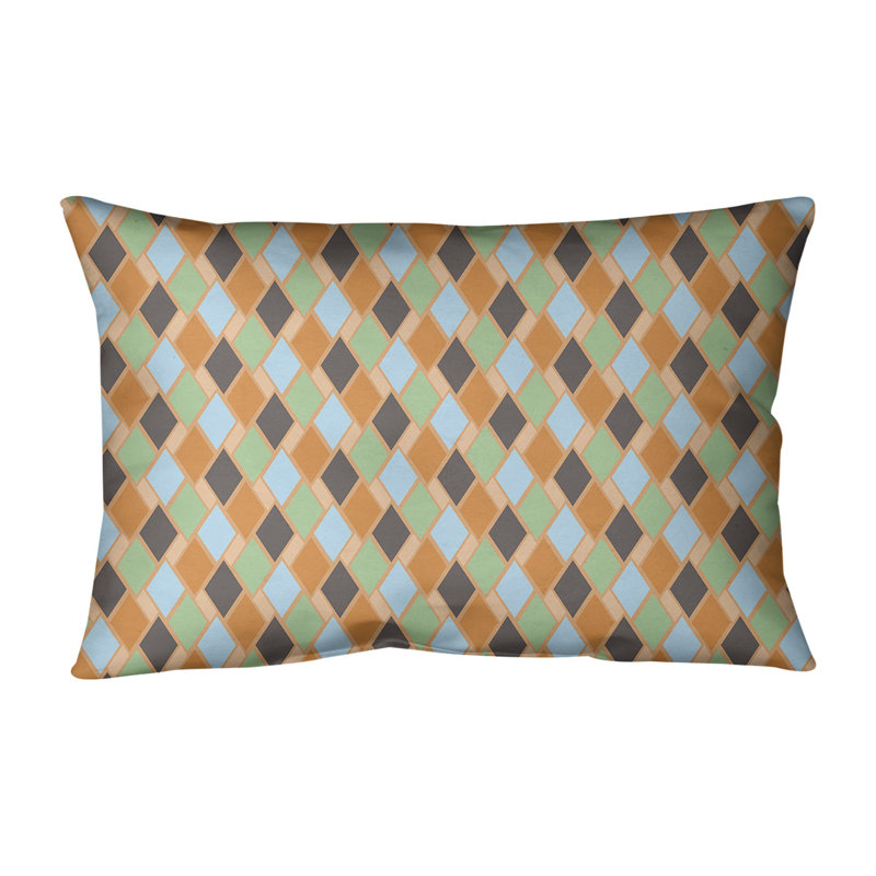 Housse de coussin rectangulaire Katelyn Elizabeth, Pas de bourre, Ocre / bleu
