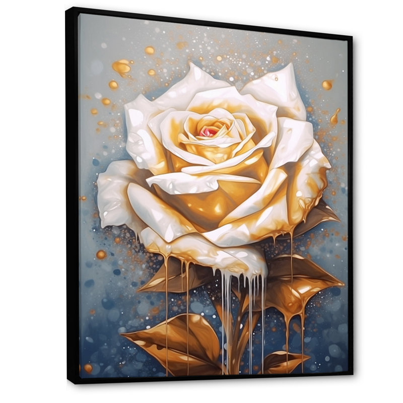 Crème or rose rêverie, H 32 po x l 24 po x P 1 po, Cadre flottant noir