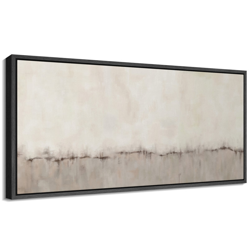 «Minimal Landscape Minimalist Abstract Design in Soft Neutrals», art extra large, art mural, Noir, noir, noir, noir