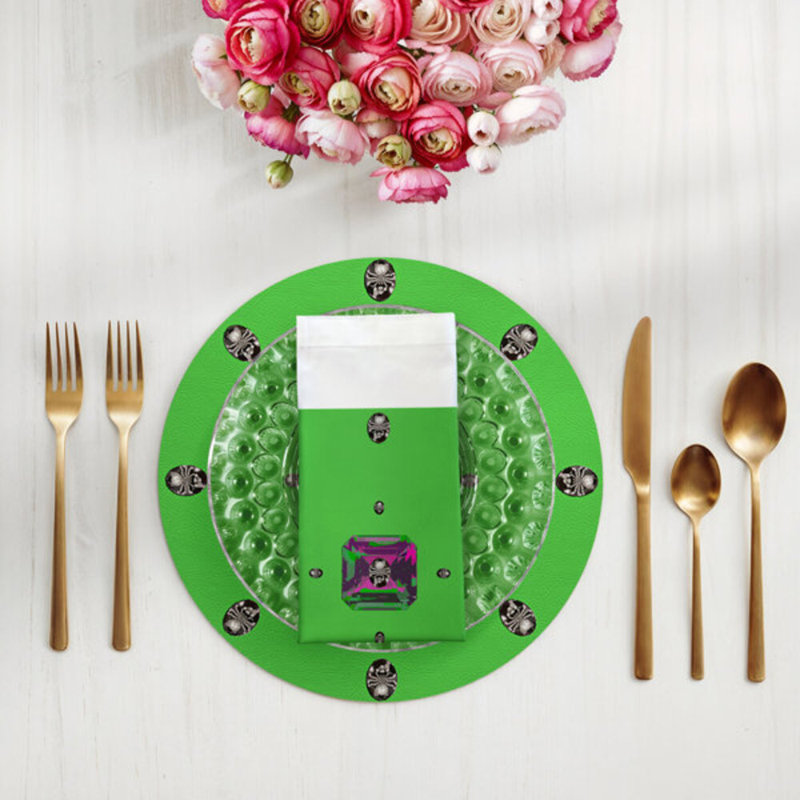 Asscher Cotton Blend Square Napkins, Acid Green