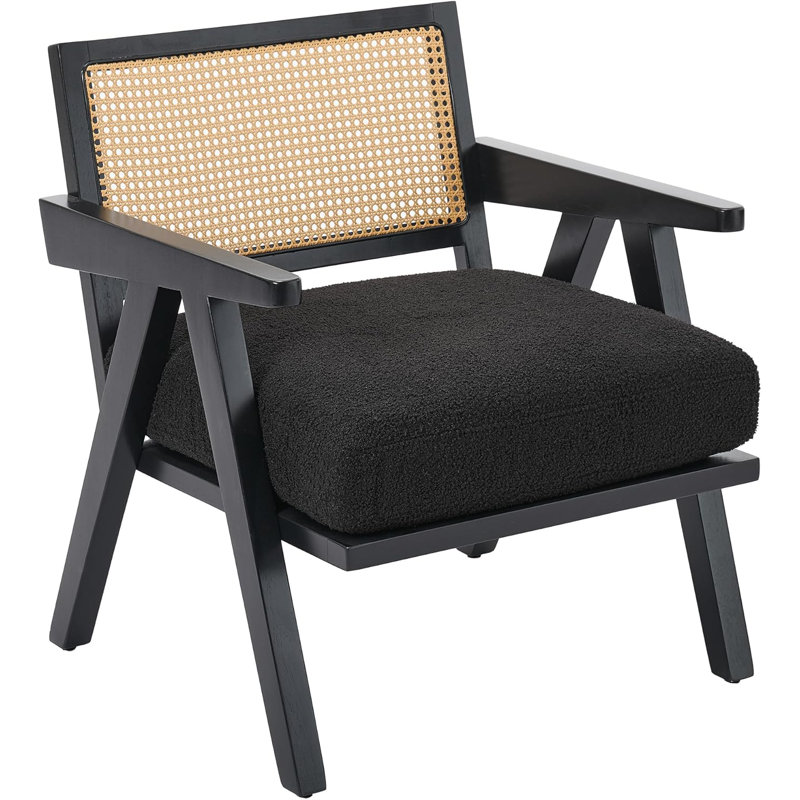 Upholstered Accent Chair, Black, Black Teddy