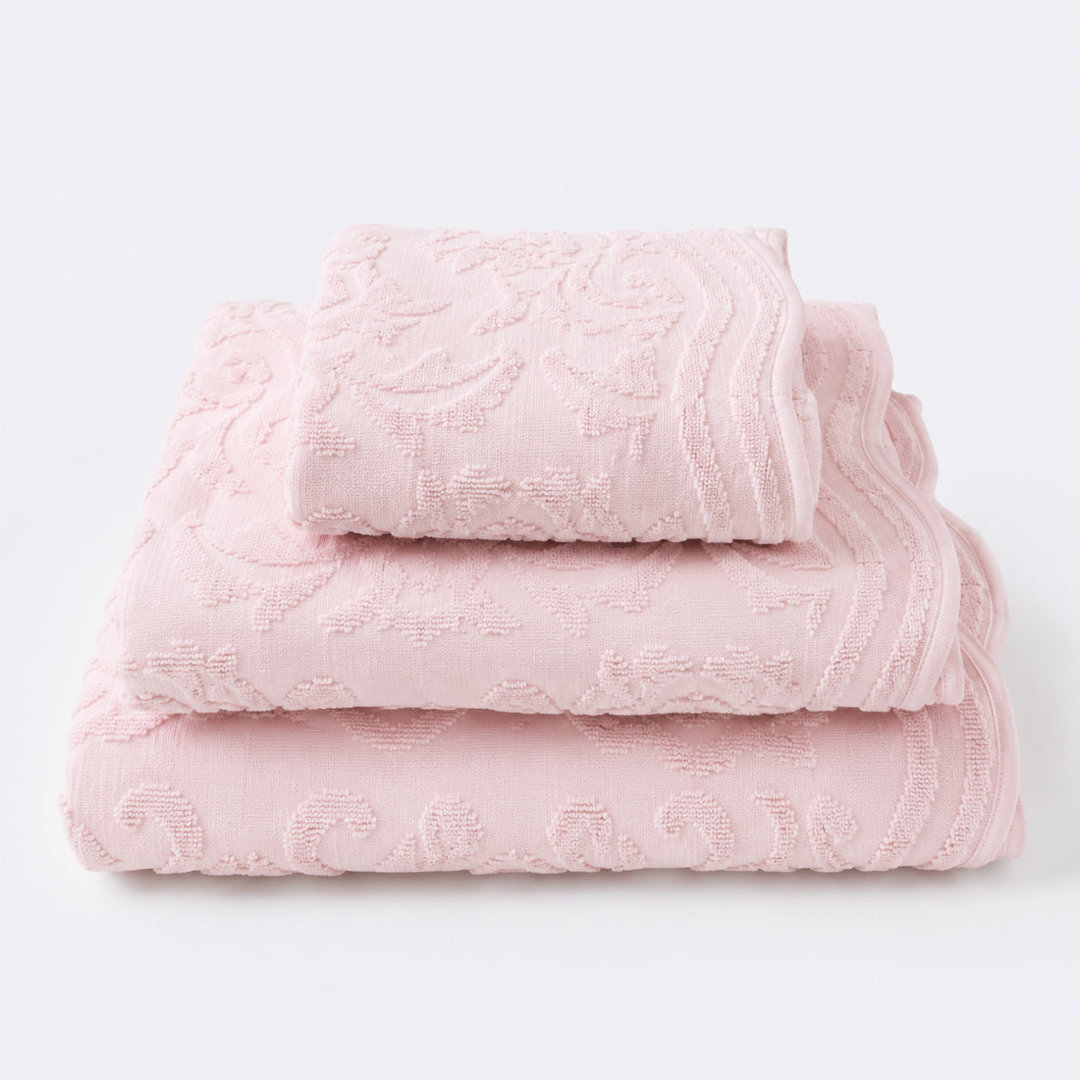 Allure Bath Fashions Gracie Floral Jacquard Hand Towels 50 x 85cm Pink Set of 2 - Image 3